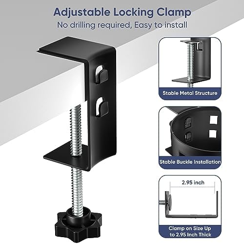 Deeper Anti-Spill Large Desk Cup Holder Clamp,Metal Table Cup Holder(Black)