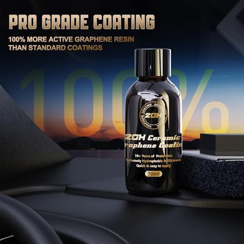 20H Professional Graphene Ceramic Coating for Cars (70ml) - 10+ Years Protection, Hydrophobic & Scratch Resistant, High Gloss Finish - Advanced Car Detailing Kit - Easy Application, Black