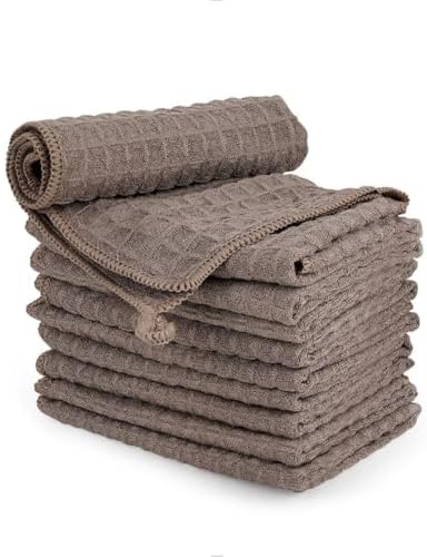 10 Pack Microfiber Espresso Barista Cleaning Towels, Light Brown
