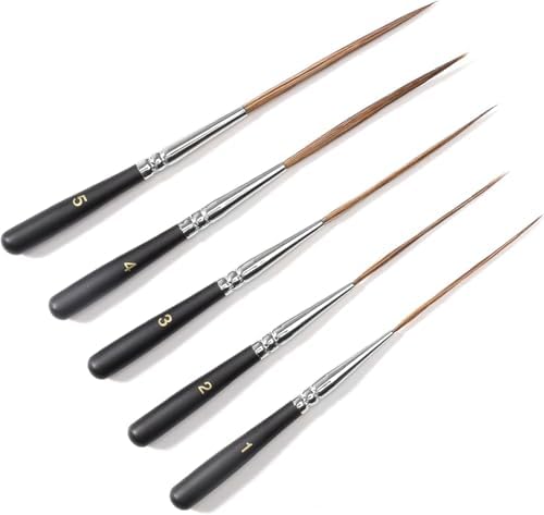5-Piece Ox Ear Hair Long Liner Brush Set - Black