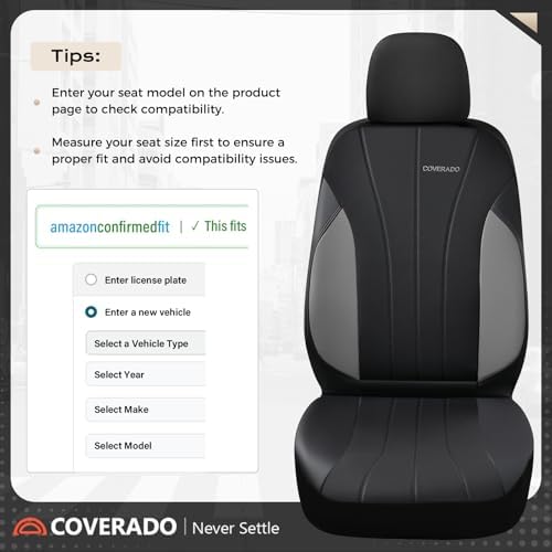 Seat Covers, Car Seat Covers Full Set, Automotive Seat Covers 5 Seats, Waterproof Car Seat Protectors Universal Fit for SUVs Trucks Sedans-Grey&Black
