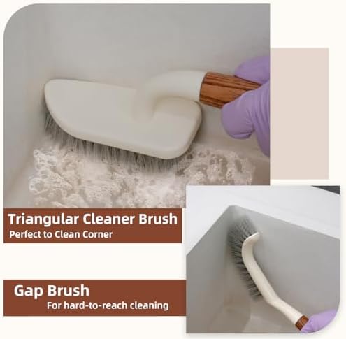 4-Pack Heavy Duty Scrub Brushes Set with Wooden Handles