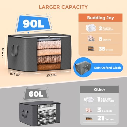 90L Large Storage Bags, 6 Pack Clothes Storage Bins Closet Organizers