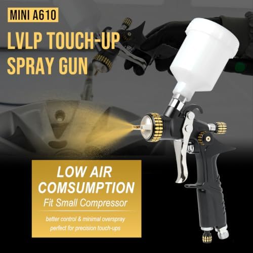 MINI A610 LVLP Spray Gun Mini Spray Gun Kit with 0.8/1.2mm Nozzle