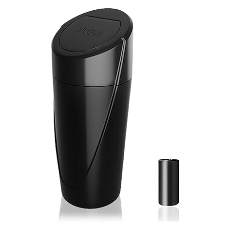 Car Trash Can Bin with Lid - Car Garbage Can Cup Holder - Black Mini Leakproof Vehicle Trash Garbage Can Bin with 20pcs 