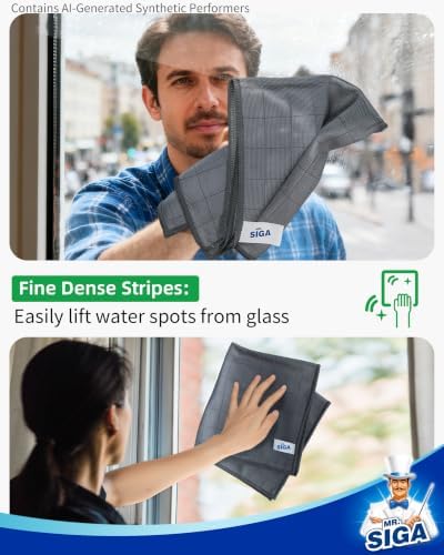 Ultra Fine Microfiber Glass Cleaning Cloths, Pack of 6