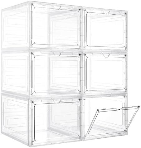 6 Pack Storage Bins with Lids, 19 Qt Stackable Clear Storage Box