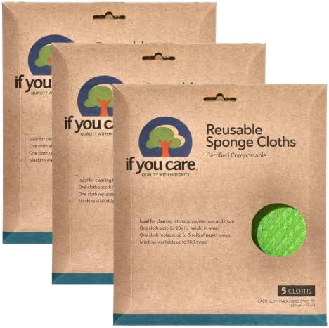 Sponge Cloths – 5 Count – 100% Natural Cleaning Rags for Kitchen, Bathroom, Home Countertop Surfaces – Absorbent, Reusable, Machine Washable, Compostable (Pack of 3)