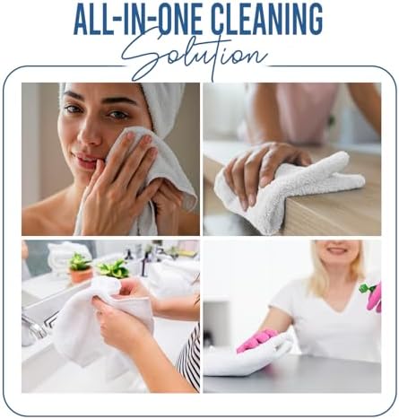 24 Pack Cotton Wash Cloths Set for Showering [12x12] White