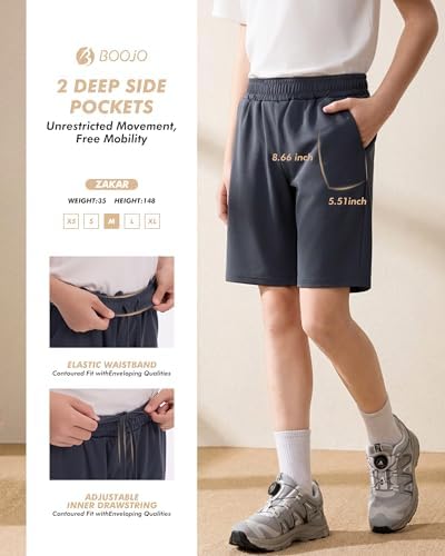 5 Pack Athletic Basketball Boys Shorts - Black Quick Dry Kids Youth Shorts