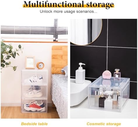 Shoe Storage Boxes Stackable Clear Shoe Organizer Cabinet,6 Pack