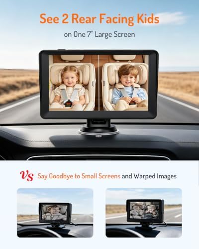 7 inch HD 1080P Split Screen Baby Car Camera for 2 Kids