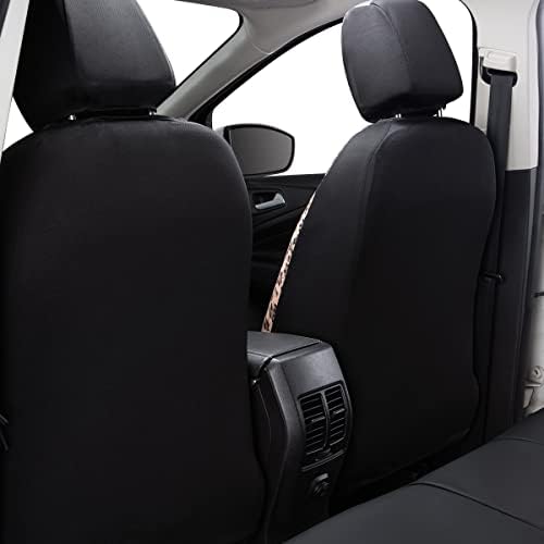 Car seat Covers Protects Leopard Printing Velvet Faux Leather Carbon Fiber Front and Rear Bench (Leopard Brown Black, Full Set - 8PCS)