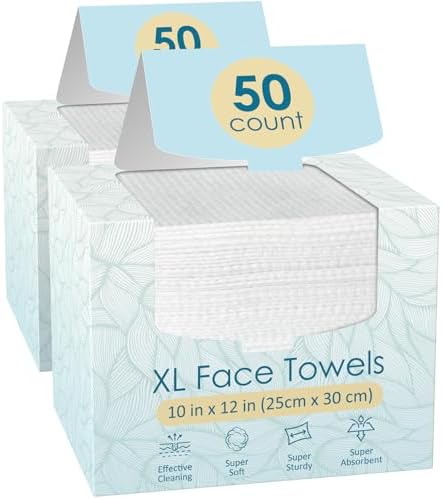 2 Pack of 50 count XL Disposable Face Towels 10” x 12”