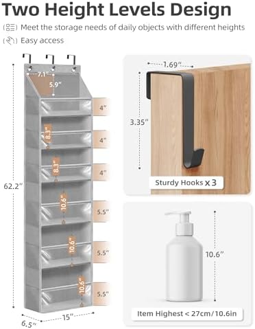 Over Door Organizer Hanging Shelves Large Clear Deep Pockets