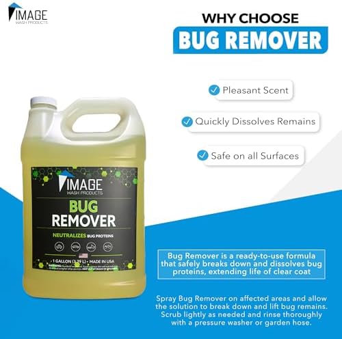Image Wash Products Bug Remover Biodegradable Bug Cleaner for Cars Trucks, RVs & Semi-Trucks Safe for Polished Aluminum & Chrome, Eco-Friendly, Ready-to-Use Formula – Best Car Wash Bug Remover.