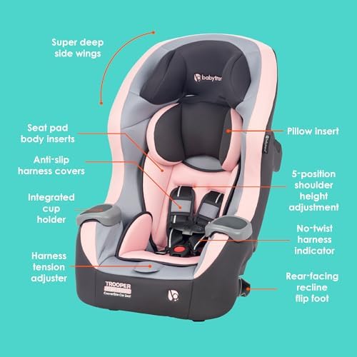 Trooper™ Slim 3-in-1 Convertible Car Seat, Quartz Pink – Slim Fit, 3-in-1 Growth Modes, Lightweight Design, Adjustable Comfort Padding