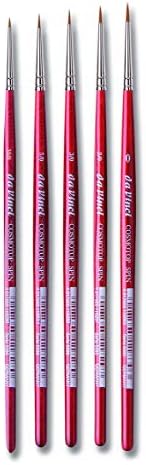 Brushes 5507A2 5580 Spin Miniature Detail (Sizes 10/0, 5/0, 3/0, 2/0, 0) Artist Brush Set, Red, 5 Count (Pack of 1)