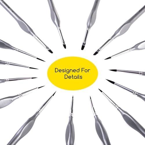 Miniature Paint Brush Set,15 Tiny Professional Fine Tip Detail Paint Brushes, Detailing Paintbrushes for Acrylic Watercolor Oil Painting- Model Face Nail Craft