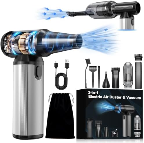 Compressed Air Duster & Vacuum 2-in-1, 320,000 RPM Powerful Brushless Motor