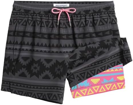 Mens Swim Trunks with Compression Liner 5" Stretch Quick Dry Beach