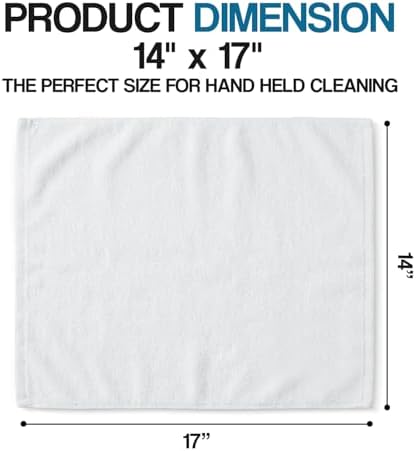 Bar Towels (Pack of 60) Size 14x17 Inches – 100% Cotton, Absorbent and Reusable Cleaning Rags, Multipurpose Cleaning Towels, Terry Cloth Rags, Durable Shop Rags (White)
