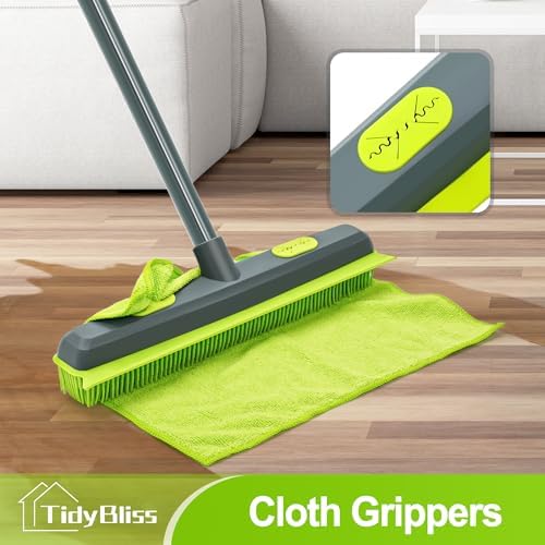 Pet Hair Removal Rubber Broom with Silicone Squeegee (Green)