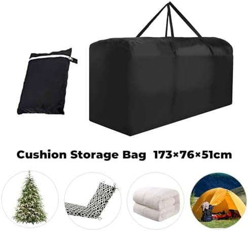 Patio Water-Resistant Extra Large Protective Zippered Outdoor Cushion Furniture Storage Bag with Handles, 68in L x 30in W x 20in H (1 Pack)