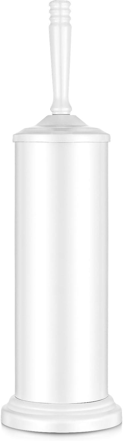 Stainless Steel Toilet Brush and Holder,Toilet Bowl Brush with Long Handle for Bathroom,Toilet Brushes-Space Saving,Covered Brush, Durable, Deep Cleaning,Splash Resistant (White)