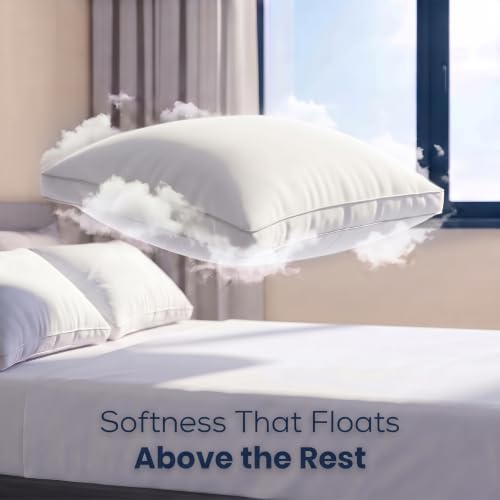 Gusset Bed Pillow, Hotel Pillows Queen Size Set of 2, White