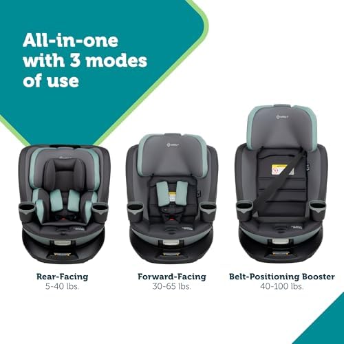 Turn and Go 360 ST 360 Rotating Car Seat, SafetySwivel, SecureTech Installation, All-in-One Convertible Car Seat, 3-in-1 Rear-Facing, Forward-Facing, Booster, 5-100 lbs, Seafoam Mist