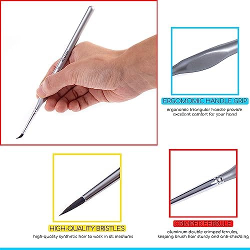 Miniature Paint Brush Set,15 Tiny Professional Fine Tip Detail Paint Brushes, Detailing Paintbrushes for Acrylic Watercolor Oil Painting- Model Face Nail Craft