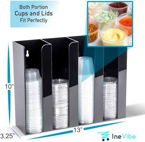 Portion Cup and Lid Holder for Condiment & Sauce Cups 4 Compartment