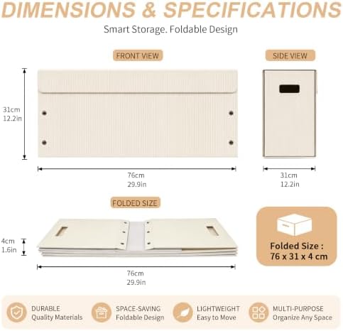 Car Trunk Organizer Extra Large Collapsible PU Leather Storage Box (Beige)