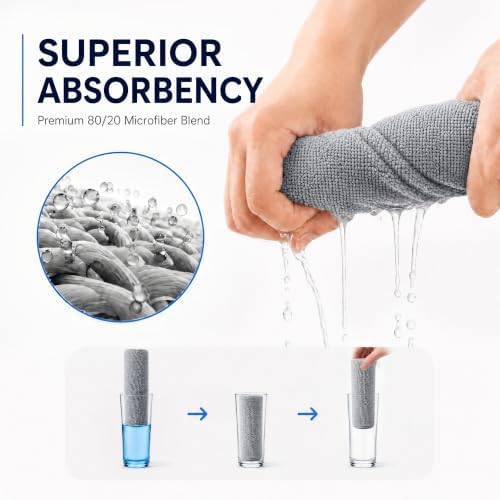 Microfiber Cleaning Cloth Roll 80 PCS Gray, 12" x 12"