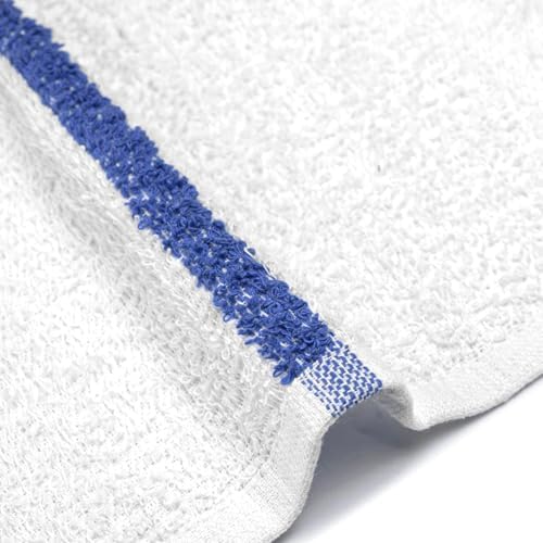 Bar Mops Blue Stripe Pack of 60 Kitchen Towels 16x19 Multi-Purpose for Home, Restaurant and Cleaning White Absorbent Washcloth Dishcloths Sets, Reusable Dish, Cloths Rags
