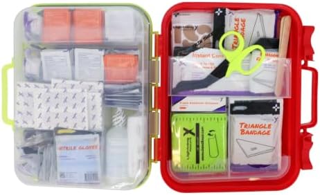Lightning X Large 364pc OSHA ANSI Class B+ First Aid Kit, High Vis Fluorescent Hard Case, Dual-Layer Organized Emergency Medical Kit for Office, Jobsite & Home
