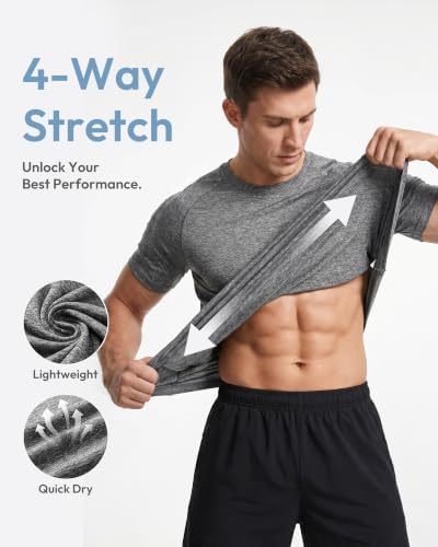 Workout Shirts for Men Short Sleeve Quick Dry Gym T Shirt