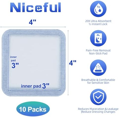 Super Absorbent Wound Dressing 4"x 4"(10 Pcs), Sterile Non Stick Gauze Pads for Wound Care, Heavy Exudate Non Adhesive Large Bandages for Pressure Ulcers, Bedsores, Diabetic Foot Ulcers