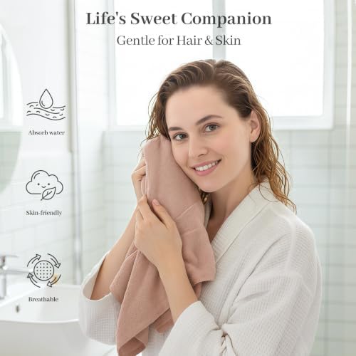 100% Cotton Hair Towel Wrap for Women, 2 Pack Hair Drying Towels
