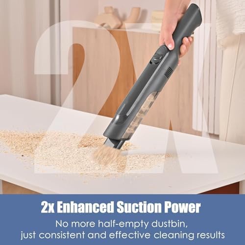 Handheld Vacuum Cordless, Lightweight 1.4lb with Powerful Suction, Charging Dock, Single Touch Empty and Detachable Dust Cup, Portable Mini Car Vac for Home Office and Pet Hair (Pitch Black)