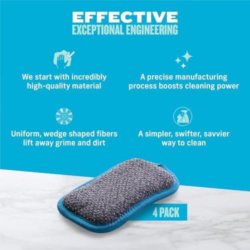 Washing Up Scrub Pad, Sponge for Cleaning - 4 Pack