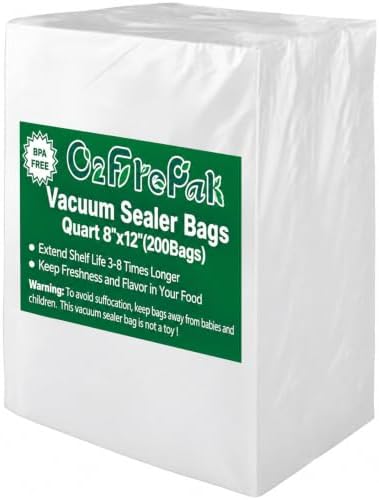 Quart 8"x12" Vacuum Sealer Bags 200ct for Food Storage