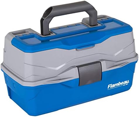 Outdoors 6382 2-Tray Tackle Box, 15 Compartments, Blue and Gray