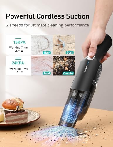 24Kpa Cordless Handheld Vacuum Cleaner, Portable, Pet & Car, Charging Dock