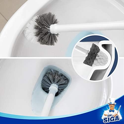 Toilet Bowl Brush and Holder, Sturdy Long Handle, White, 1 Pack