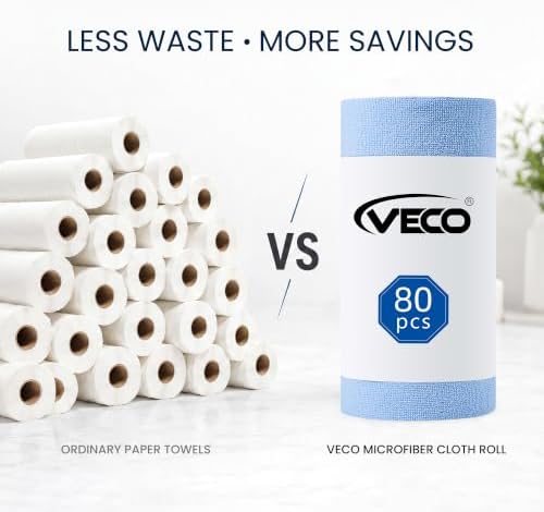 Microfiber Cleaning Cloth Roll 80 PCS, 12" x 12"