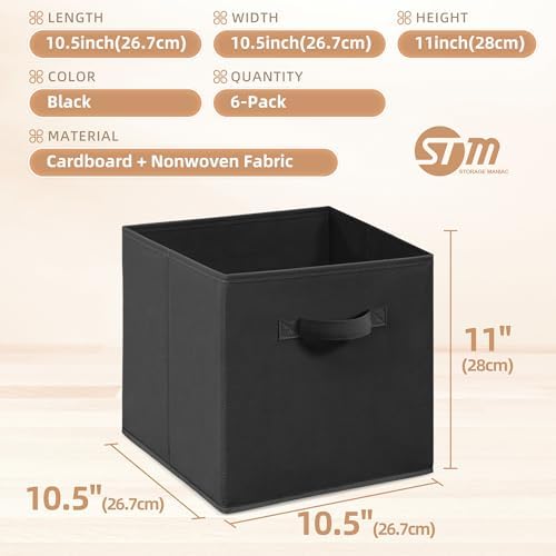 Storage Cubes, 11 Inch 6 Pack Collapsible Fabric Shelf Bins