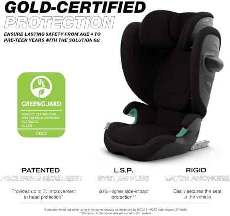 Cybex Solution G2 High Back Kids Booster Car Seat for 4+ Year Old - Black