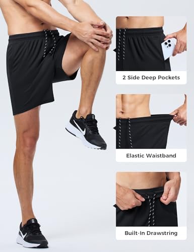 3 Pack Men's Athletic Shorts 7 Inch Quick Dry Workout Gym Shorts Lightweight Sports Running Short for Men with Pockets